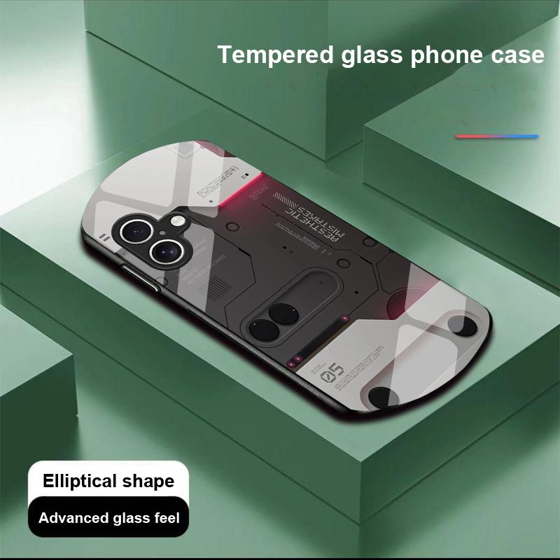 Machine Built-in For Apple IPhone 16 11 13 15 14 Pro Max 12 Mini 7 8 Plus XR X XS Elliptical Shaped Tempered Glass Phone Case