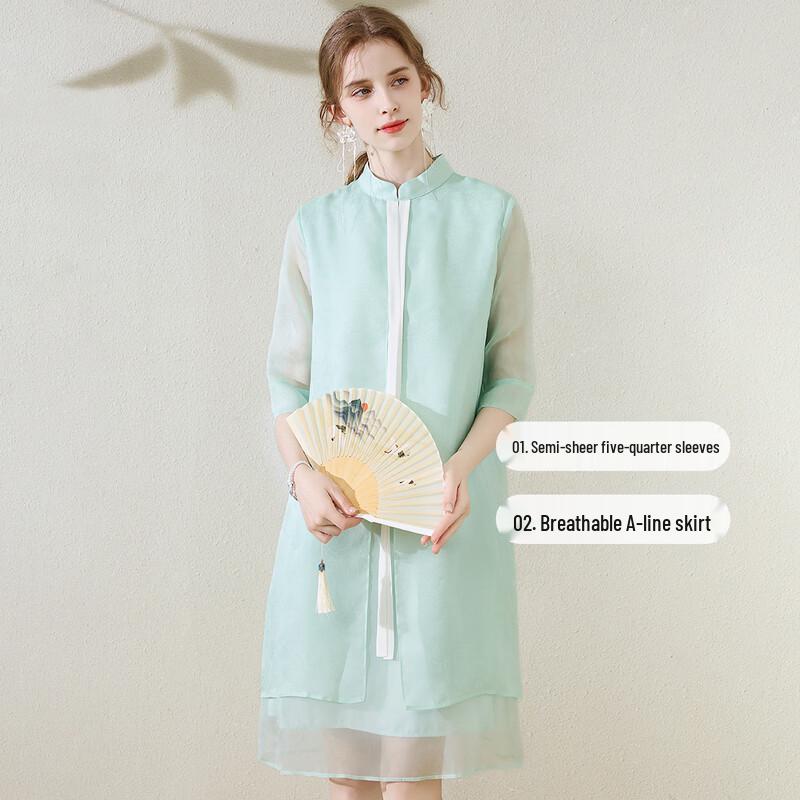 Women's Mulberry Silk Chinese Style Midi Dress
