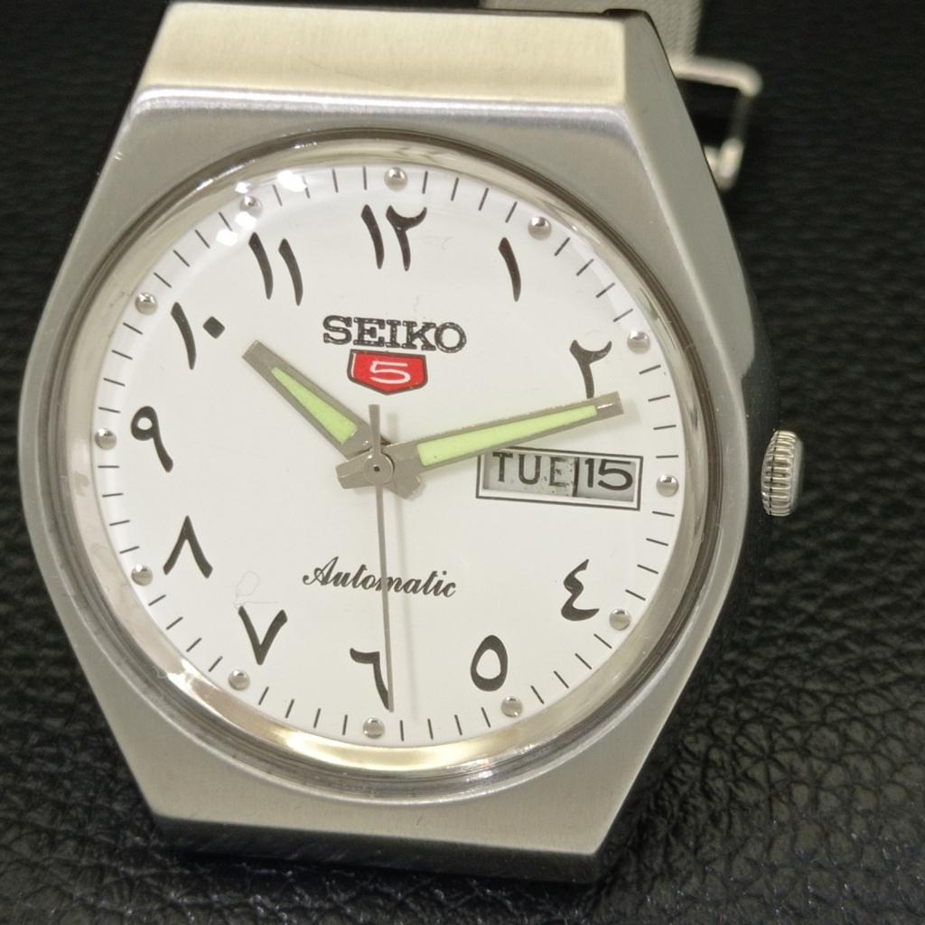 VINTAGE SEIKO 5 AUTOMATIC 6309A JAPAN MENS ARABIC WHITE DIAL WATCH A701219-5 R206a-a701219