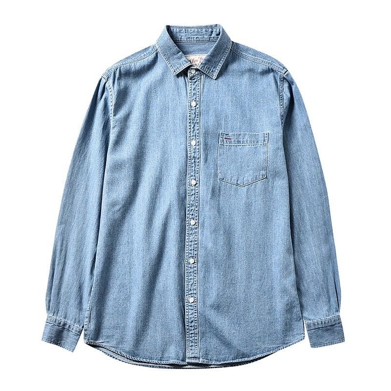 Heavy Washed Cotton Solid Fabric Export Fashion Export Tail Goods Men Casual Plus Size Denim Shirt Jacket
