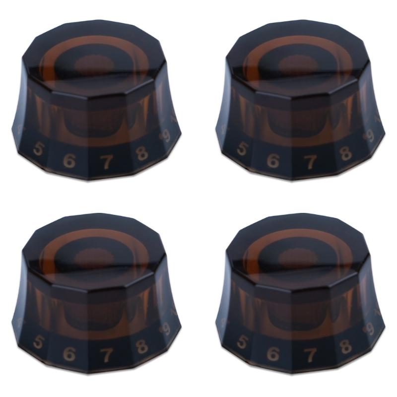 4Pcs Guitar Contral Knobs, Clear Knobs Electric Guitar Bass Top Hat Knobs Speed Volumes Tone Control Knobs Replacement
