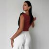 Women's Asymmetric Top One-Shoulder Tees Ruched Slim Fit Crop T-Shirts
