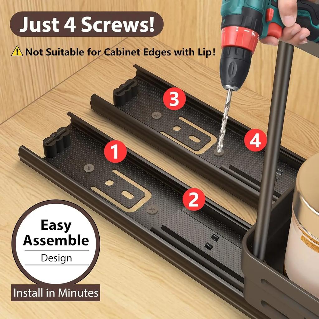 2 Tier Seasoning Bottle Sliding Storage Rack Cabinet Multipurpose Drawer Organizer Shelf Plastic Kitchenware Spice Rack