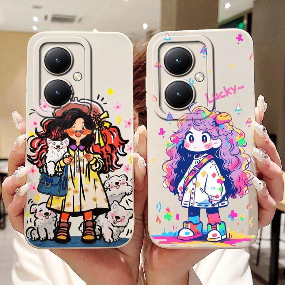 For Vivo Y35+ Y35m+ 5G Lens Protective Phone Case For Vivo Y35Plus Y35M Plus 5G Lovely Pattern Soft Silicone Jelly Cases