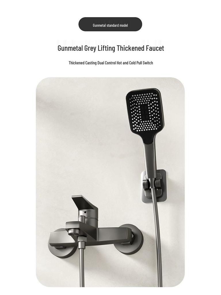 Juego de grifo de ducha y baño de 3 funciones color Gunmetal con mezclador