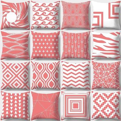 Red Geometric Pattern Pillowcase Office Living Room Car Ornaments Home Pillowcase