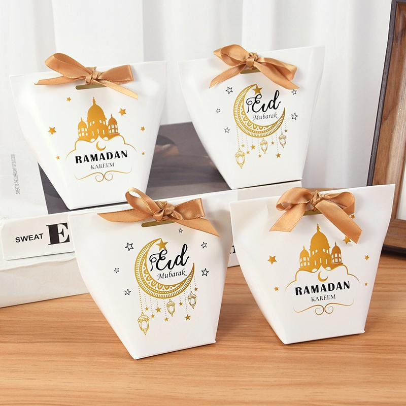 5/10Pcs Eid Mubarak Gift Box Ramadan Kareem Candy Bags Muslim Islamic Festival Party DIY Decoration Supplies 2025 Eid Al-fitr
