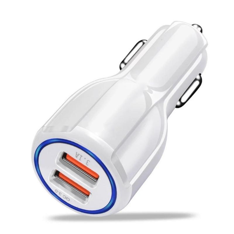 Portable 30W Double Port Car Charger 2-Port USB Charging Adapter with Quick Charging 3.0 for Efficient Device Charging