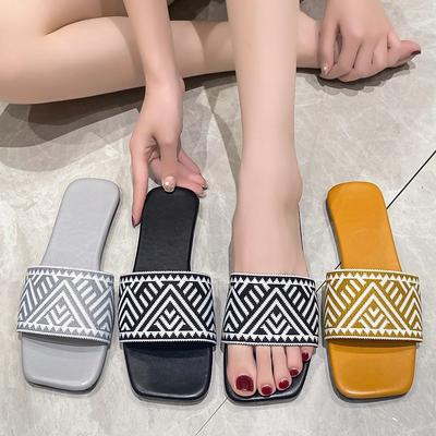 Stylish Classic Simple Sandals Women's New 2024 Slippers Vintage Striped Outdoor Casual Flats