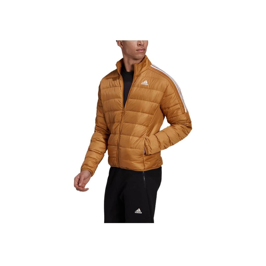 Adidas Logo Print Striped Zip-Up Stand Collar Down Jacket Men Outerwear Yellow HK4646