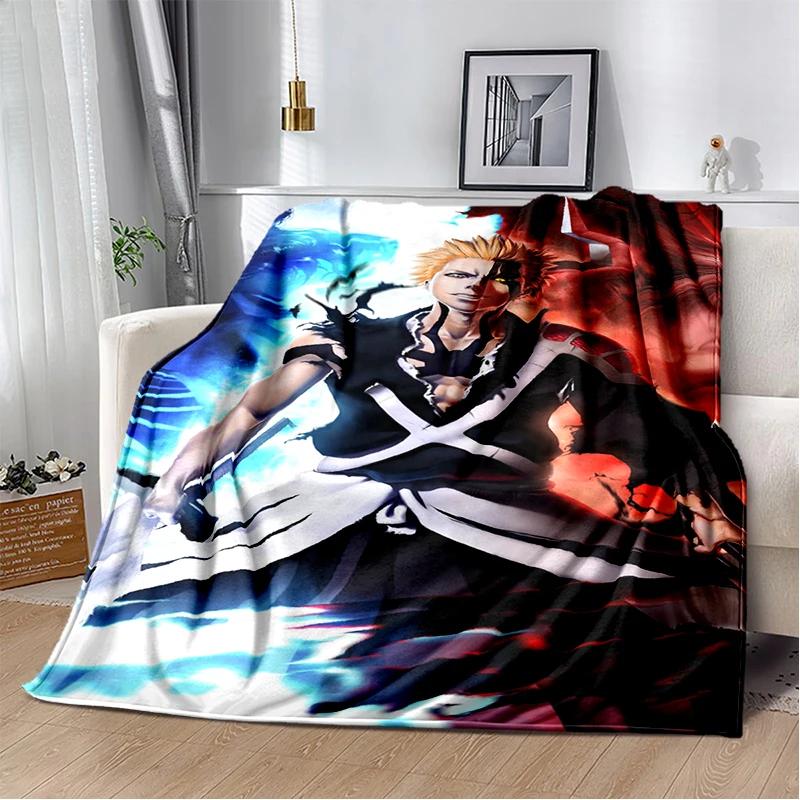 3D Bleach Kurosaki Ichigo Cartoon Anime Soft Blanket,Soft Throw Blanket for Home Bedroom Bed Sofa Travel Cover Child Gift