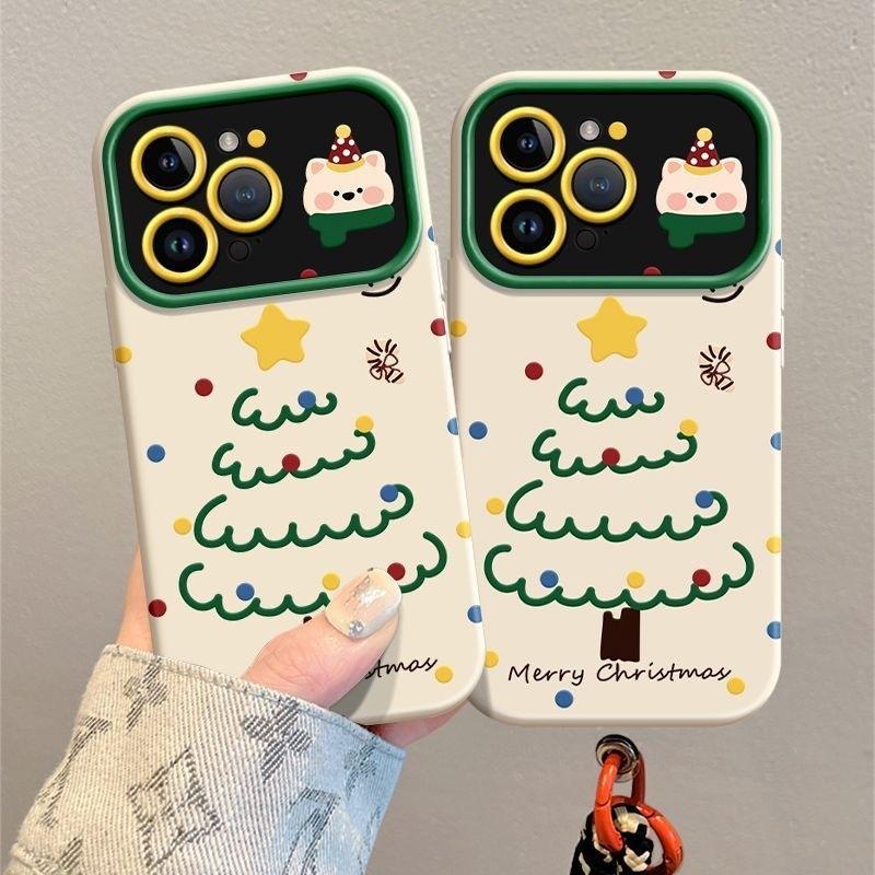 Star Christmas Tree Cartoon Cute Puppy Kawaii Phone Case For iPhone 17 air 16 15 14 13 12 11 Pro XR XS X Max 7 8 Plus Cover