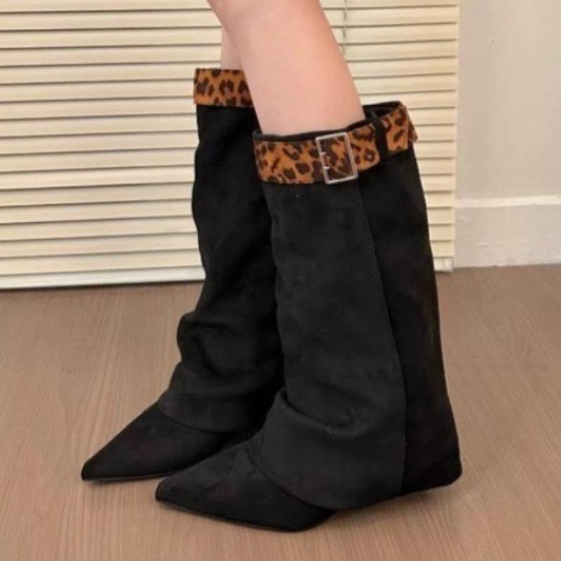 Women's Heeled Long Boots Pointed Toe Designer Elegant Winter New Shoes 2025 Fashion Suede Knee Boots Classical Cozy Zapatillas