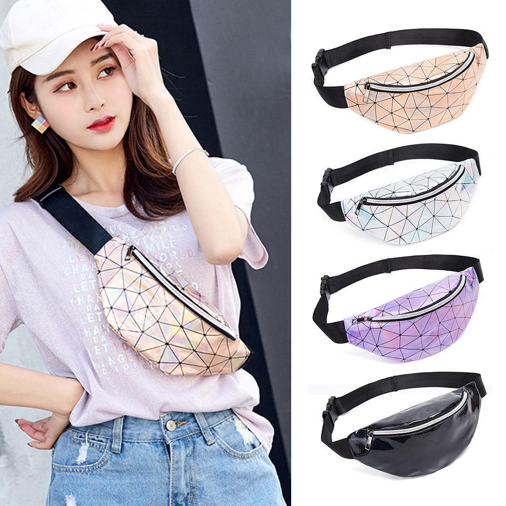Elegant Geometric Holographic Waist Bags Stylish Fanny Belt Packs For Any Occasion