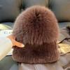 Real Rex Rabbit Hair Fox Hair Hat Thickened Fur Ear Protector Hat Cold-proof and Warm Plush Knitted Hat Baotou Hat Basin Hat