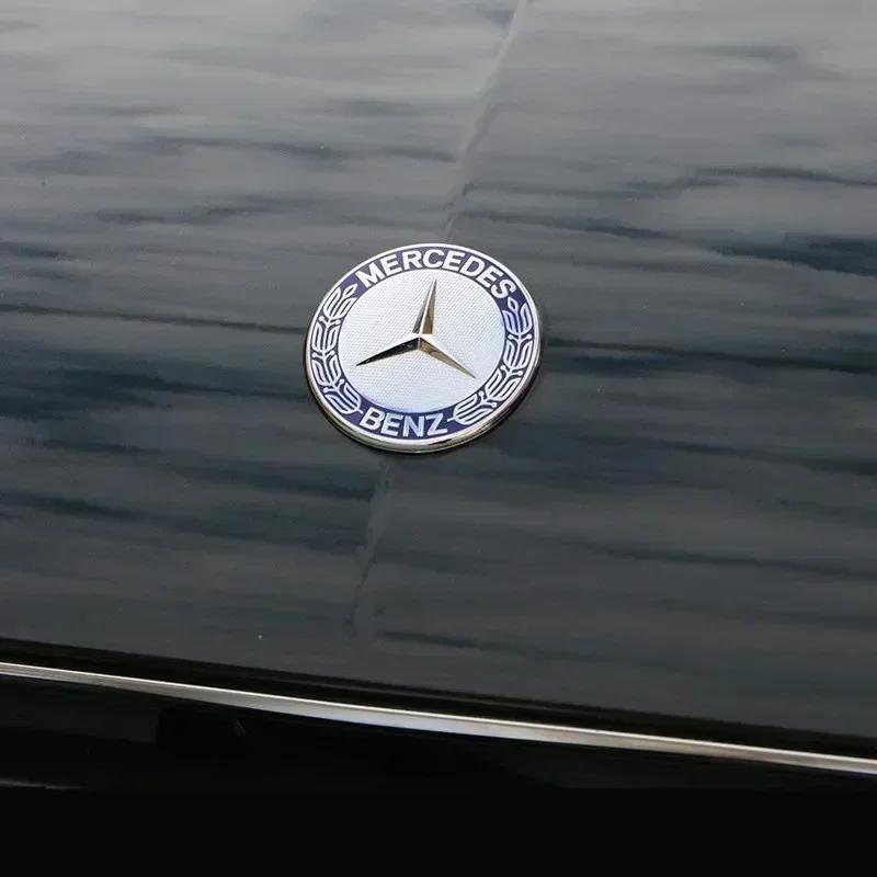 VLRCX1 2025 Car For Mercedes benz AMG 1Pcs Car Metal Flat Hood Emblem Front Badge Logo Sticker For Mercedes Benz W212 W213 W205 W177 W2