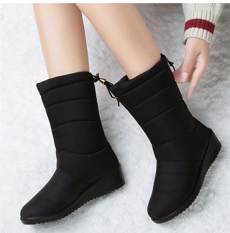 Fashion Snow Women Boots Flat Shoes Woman Warm Ladies Shoes Zipper Women's Boots Soft Comfortable Women's Winter Shoes Botas Mujer