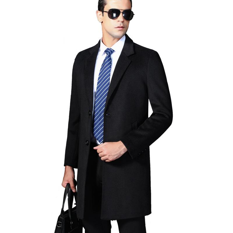 

Осенне-зимний костюмный воротник, длинное шерстяное пальто плюс хлопковая ветровка на двух пуговицах, мужское кашемировое рабочее пальто для людей среднего возраста 195