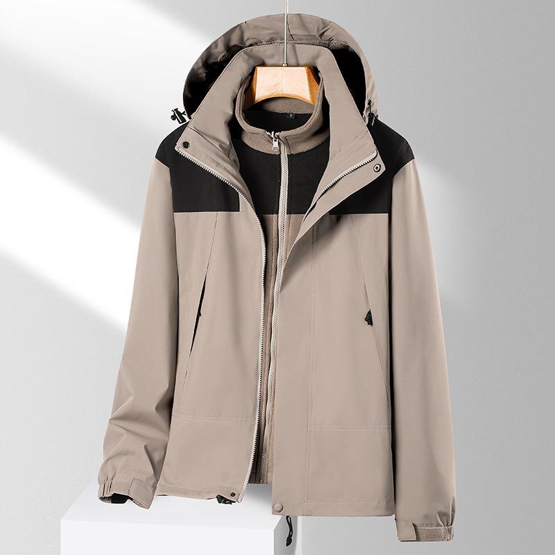 Autumn and winter new jacket three-in-one outdoor couple jacket removable cap waterproof windproof jacket