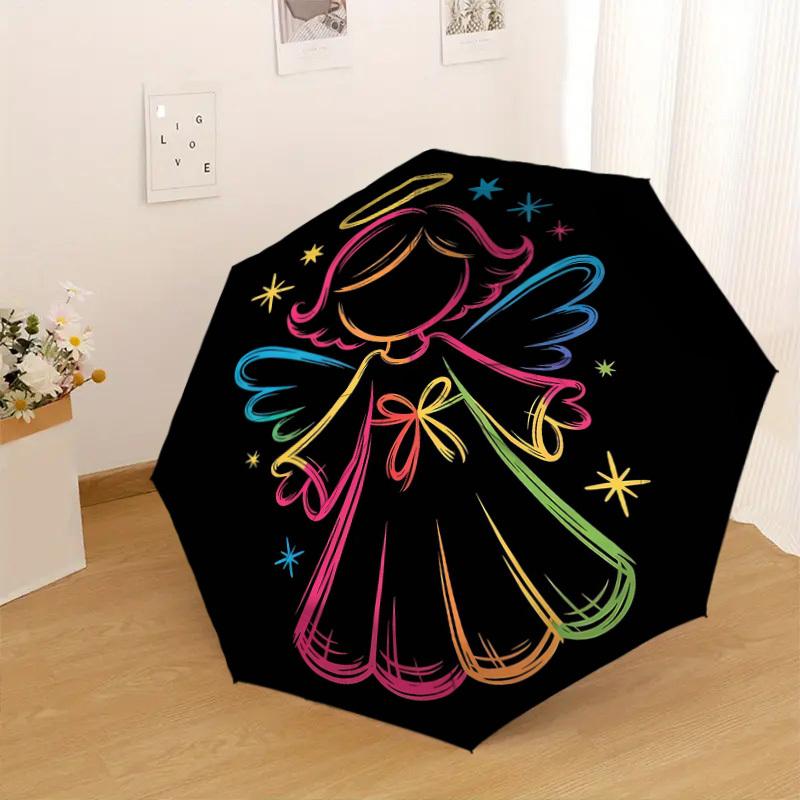 1pc Angel Star Pattern Umbrella Design Automatic Opening and Closing Umbrella, High-quality Travel Umbrella, Lightweight and Portable,