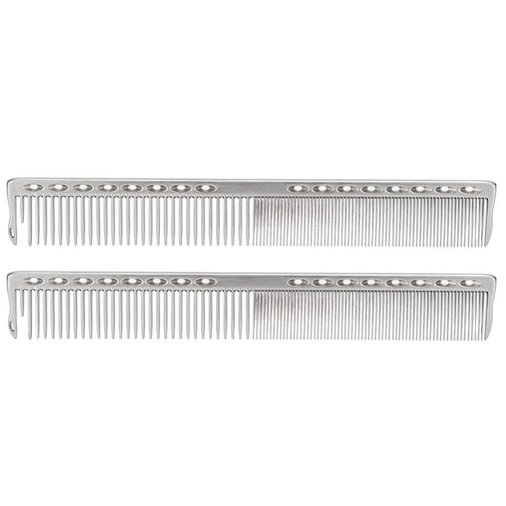 2pcs Professional Stainless Steel Haircut Comb Wide and Fine Teeth Durable Material Styling Comb Aluminum 20cm Length серебряный