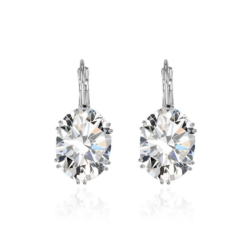 2026 Sapphire Purple Diamond Earrings Women's European and American Fashion Champagne Gold Egg Earrings Ear Hooks