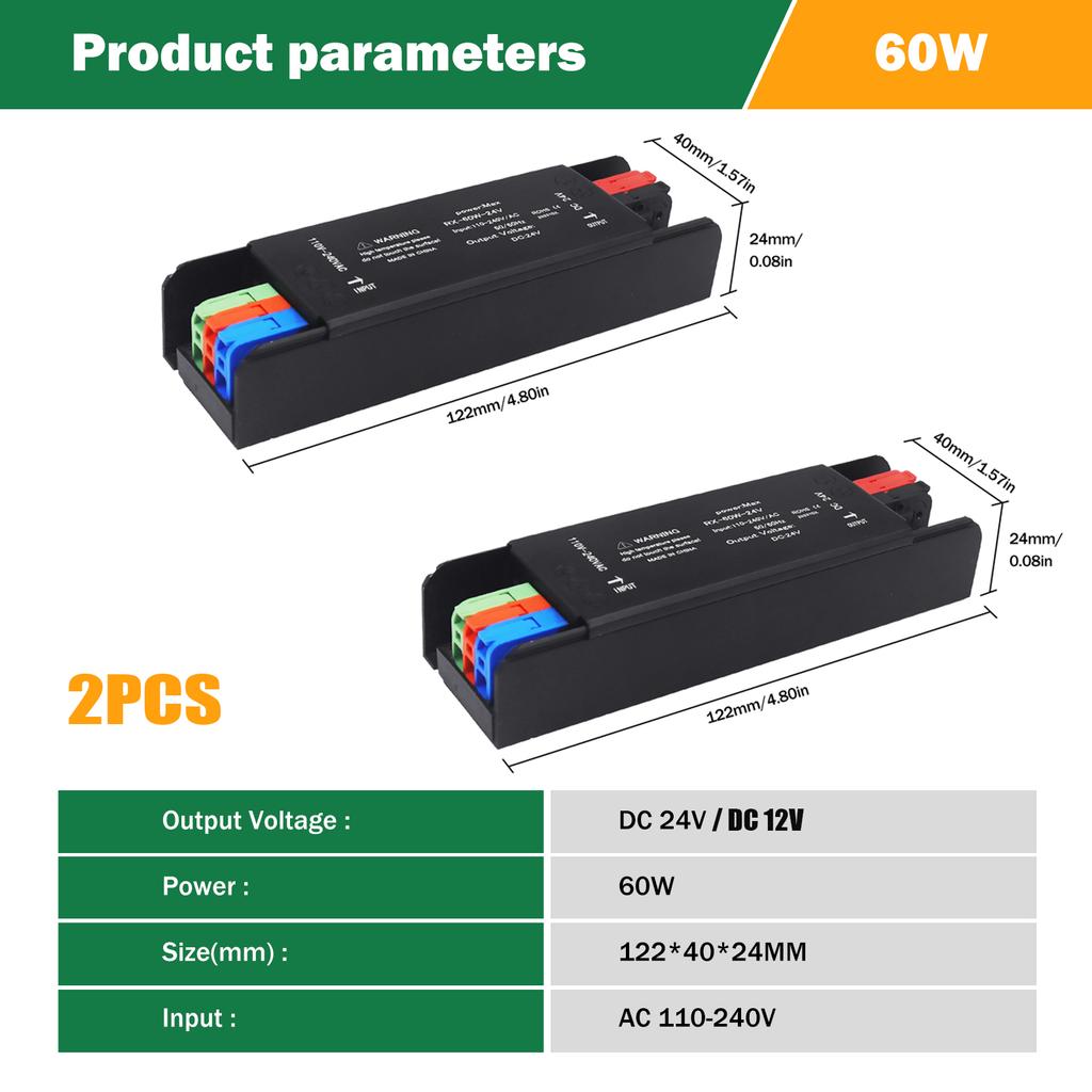 Ultra Thin LED Power Supply 12V/24V 400W 300W 200W 100W 60W LED Driver AC/DC Transformer Converter for LED Strip Indoor Lighting