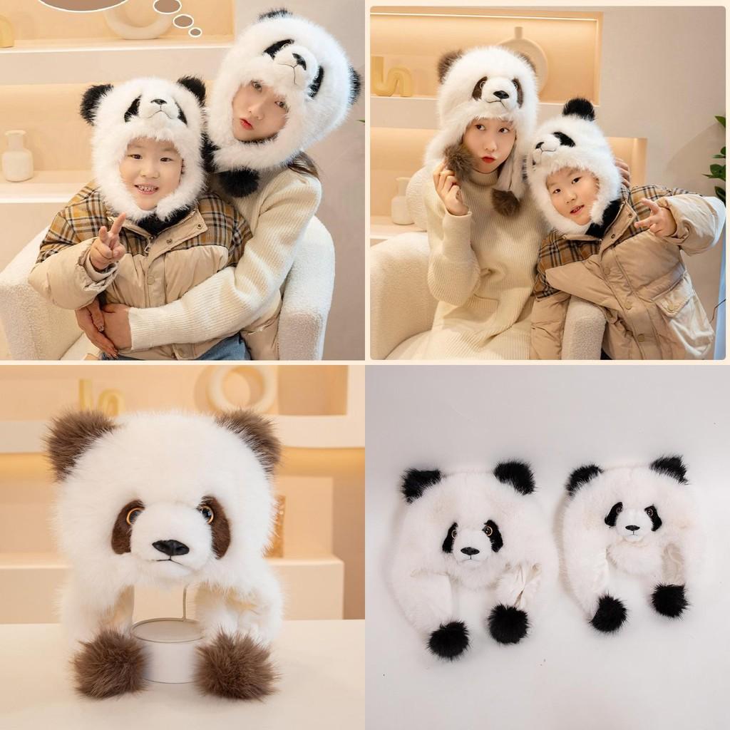 Entzückende Panda Plüschmütze für Eltern und Kinder mit Winterwärme und Ohrenschutz