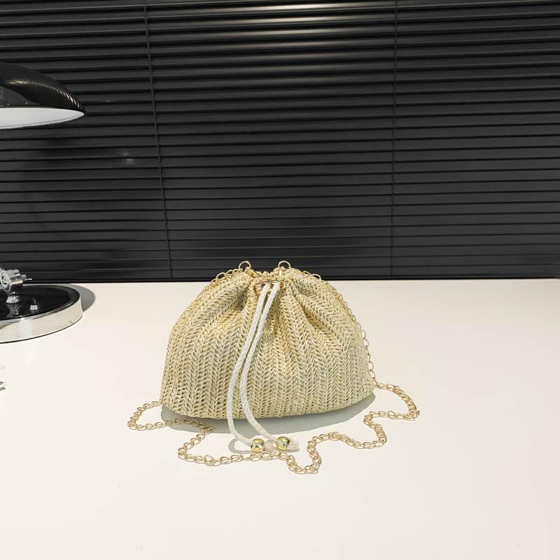 

Летние новые модели 2025 года, популярная в этом году модная корейская версия, повседневная сумка, соломенная сумка-мессенджер на плечо с цепочкой, сумка-ведро, женская хаки