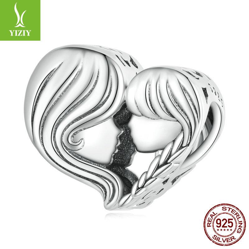 Mother'S Day Family Series S925 Silver Beaded Wind Diy Bracelet Accessories Loose Beads