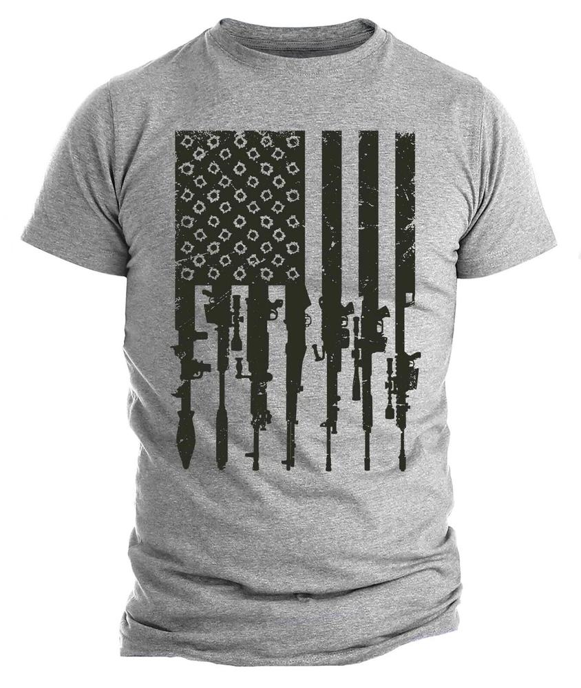 Rifle Flag TShirt Distressed American USA Gun Flag Patriotic shirts for men S
