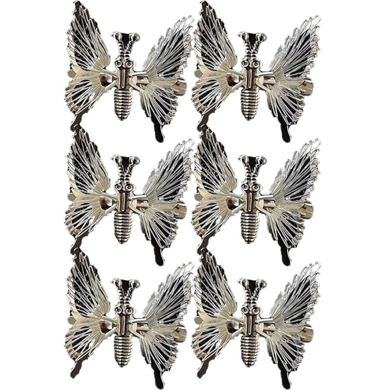 Metal Moving Butterfly Hair Clip Women Colored Rhinestones Duckbill Clip Sweet Hair Accessories