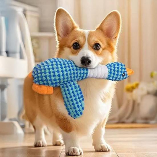 Dog Teething Toy Wild Goose Chew Toy Mental Stimulation Dog Toy with Built-In Squeaker Tough Fabric Puppy Teething Relief Toy