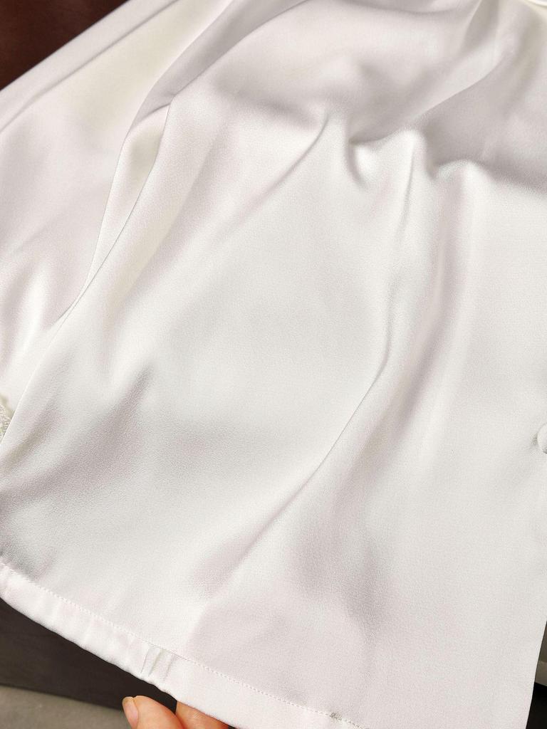 White Moonlight Ice Silk Lace Pajamas: Women's 2025 Long-Sleeved Spring/Autumn Set