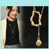 Elegant Geometric Long Pendant Necklace For Women With Luxurious Gold Plating And Snake Chain Design