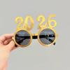 Shiny 2026 Happy New Year Glasses Cute Creative Christmas Glasses Colorful Sweet New Year Decorative Sunglasses