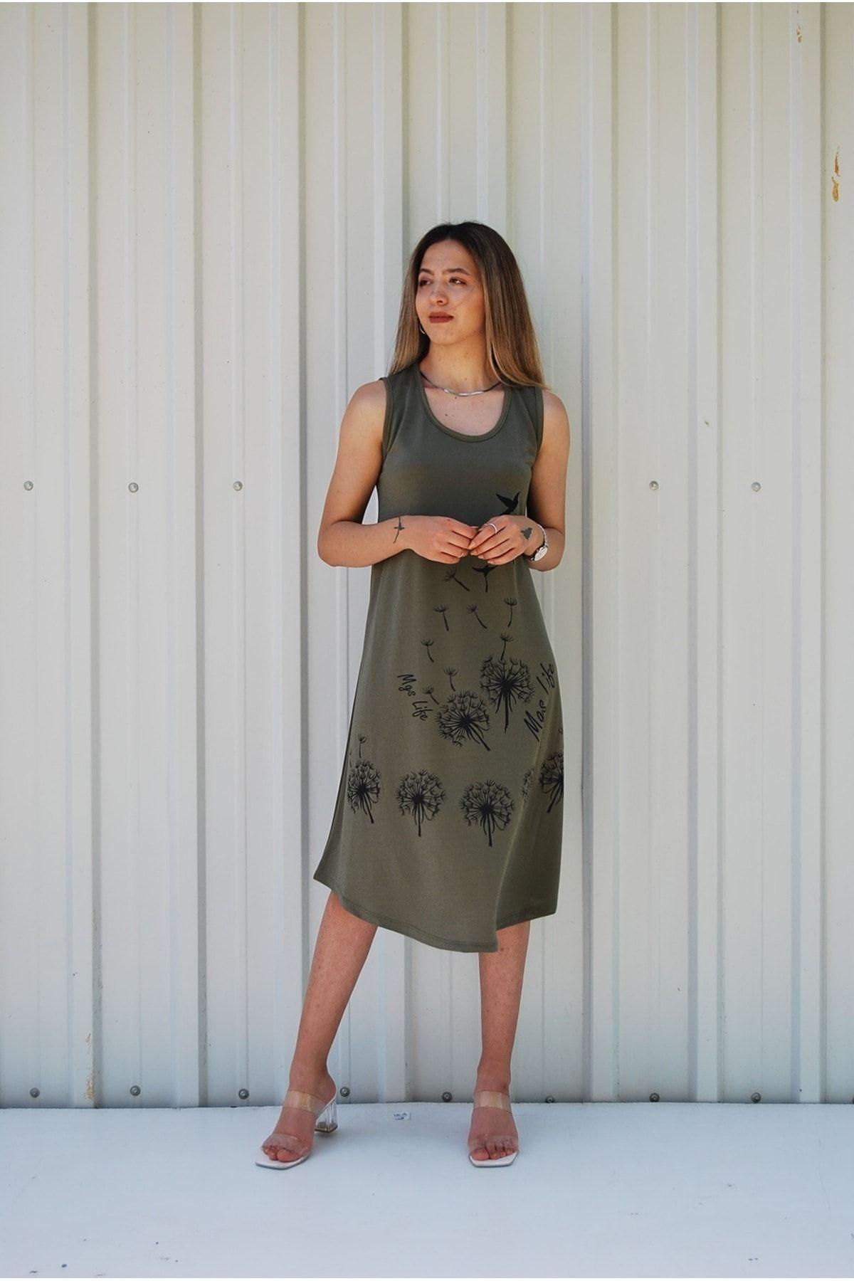 

Women s Big Size Dress Women, Sleeveless, Bird Printed, Dress 3XL