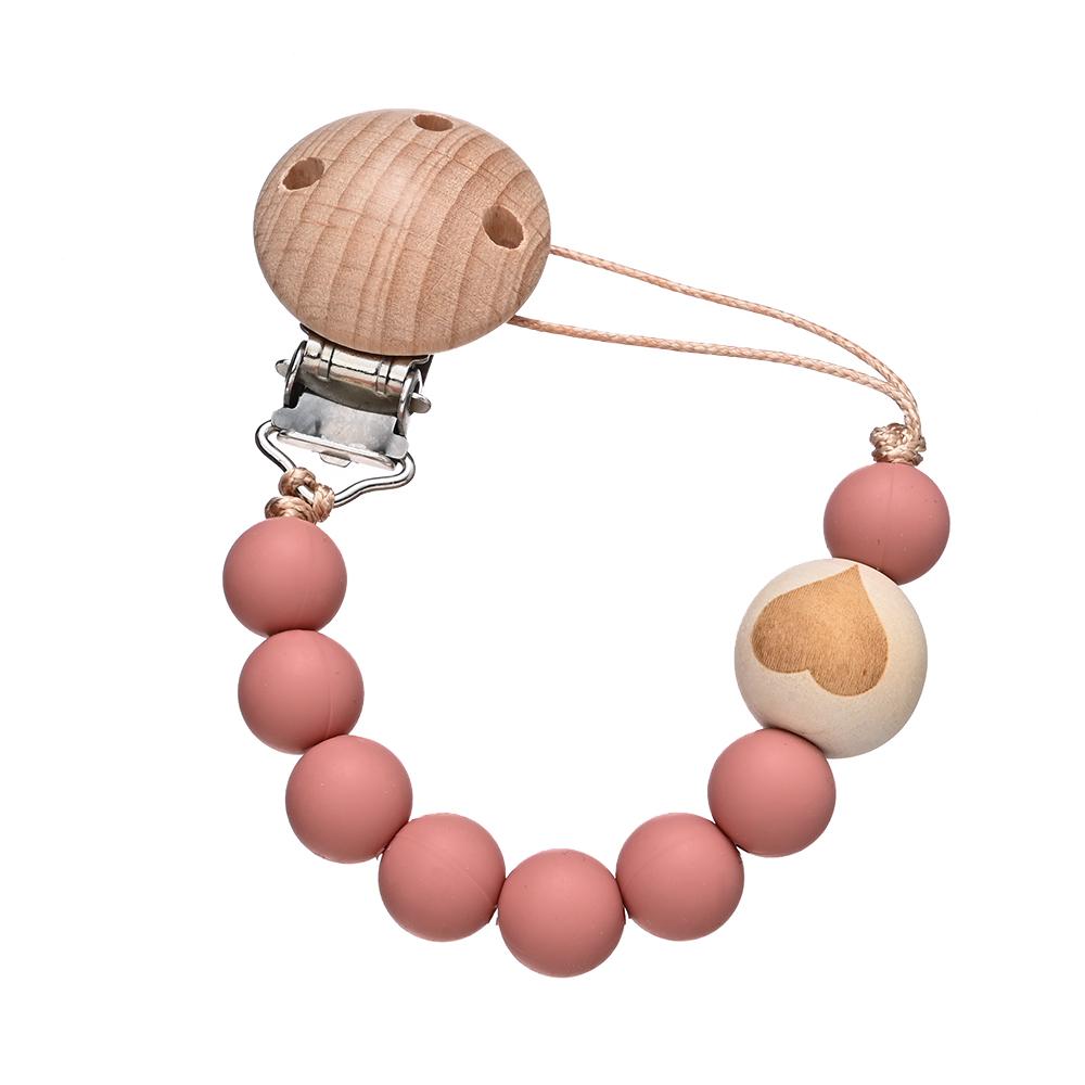 Chew Toys Shower Gift New Baby Pacifier Chain Clips Wood Pentagram Teether  Silicone Round Beads Teething Chain For Care Soother