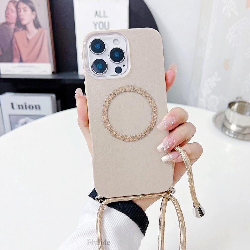 

Shockproof Glitter Magnetic Lanyard Case For iPhone 16 Pro Max 14 12 11 13 15 Plus 16E Crossbody Neck Cord Strap Plastic Cover for iPhone 13 Pro