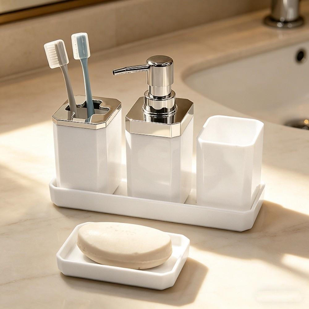 5pcs/set Non Slip Countertop Hands Soap Bottle Toothbrush Holder Bathroom Organizer Set  for Hotel