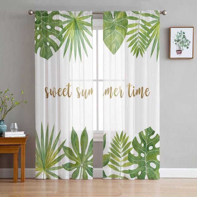 Tropical Plant Decoration Sheer Curtains Window Curtains For Living Room Bedroom Blinds Kids Room Home Decor
