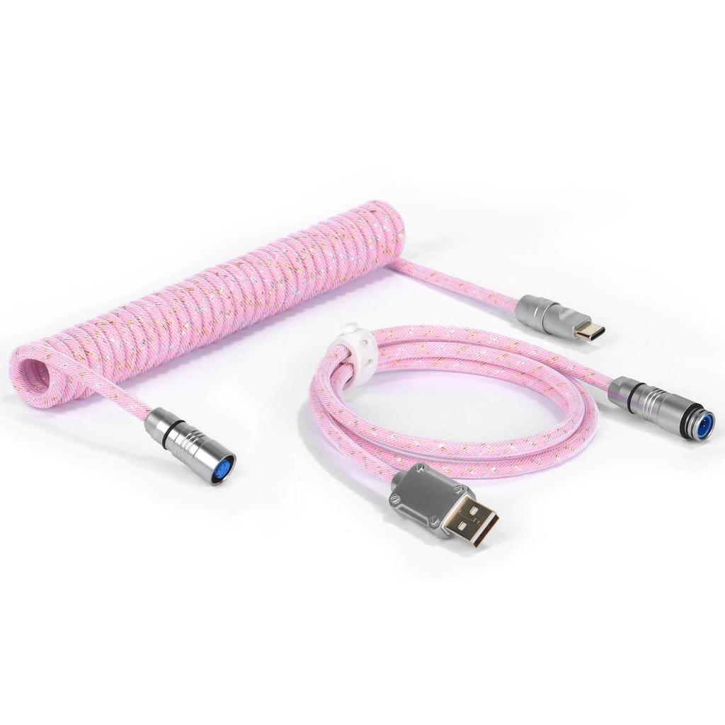 MAMBASNAKE C05 Keyboard Coiled Cable with Metal Aviation CNC Precision High Detachable Metal Durable and Connector Mechanical Keyboard Space Cable for