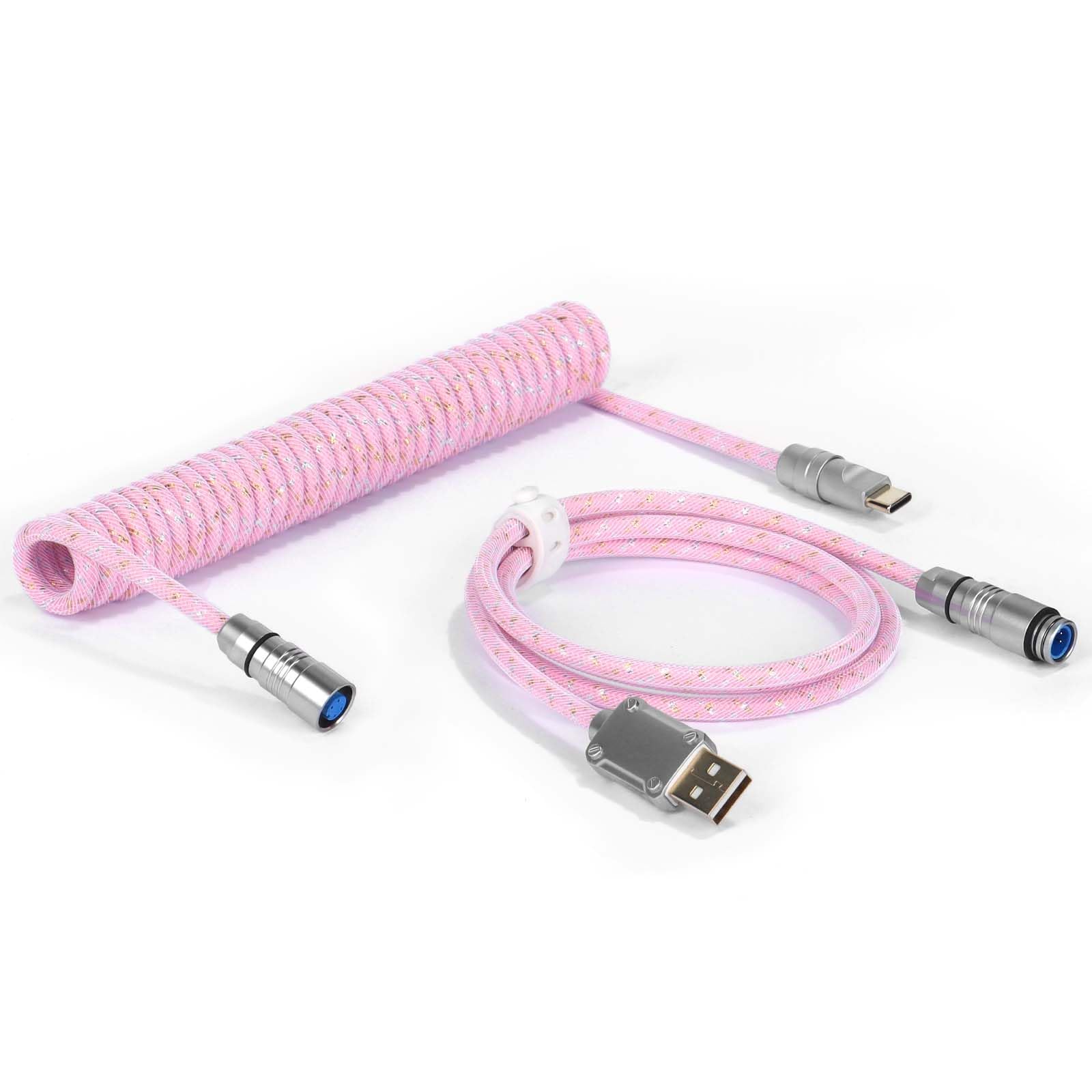 

MAMBASNAKE C05 Keyboard Coiled Cable with Metal Aviation CNC Precision High Detachable Metal Durable and Connector Mechanical Keyboard Space Cable for розовый