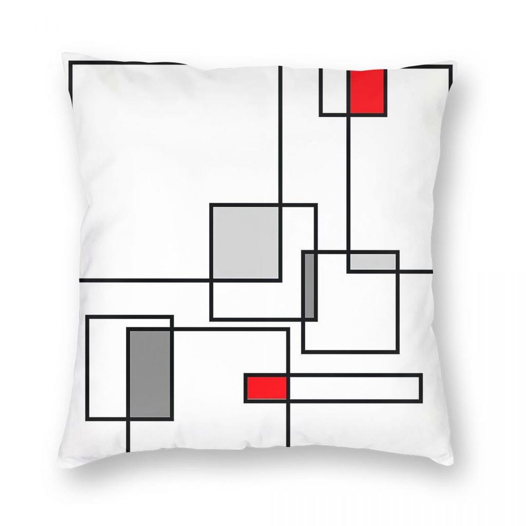 Grey Abstract Composition Square Pillowcase Polyester Linen Velvet Printed Zip Decorative Throw Pillow Case Bed Cushion Case