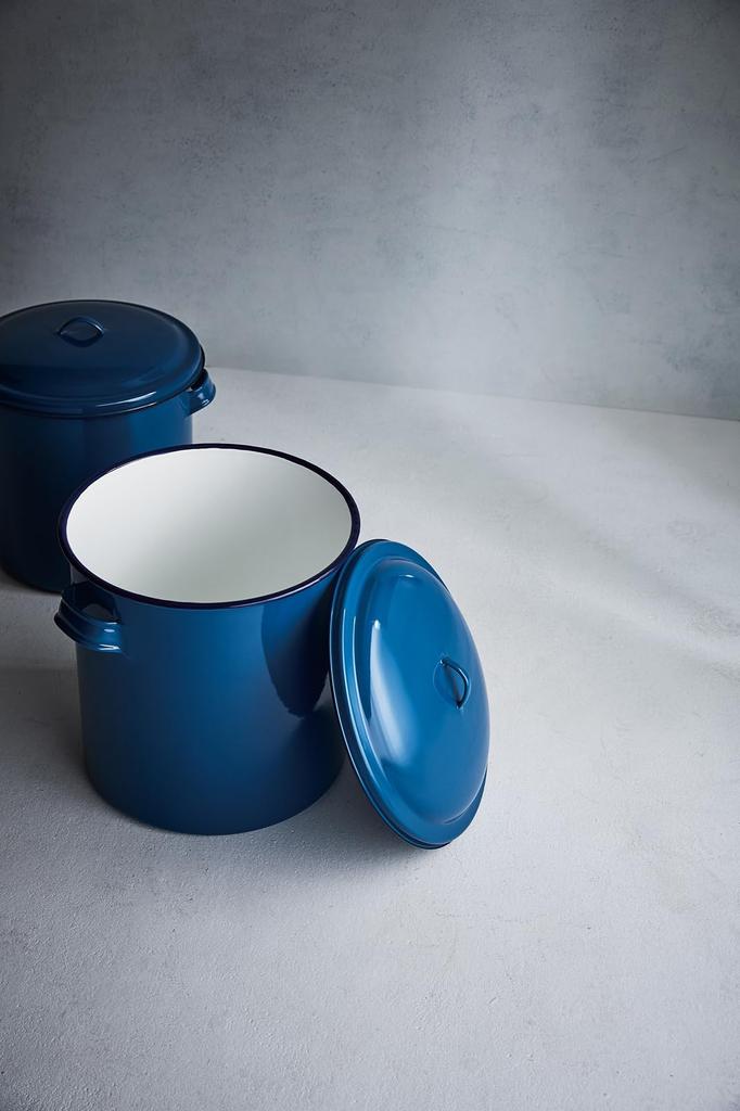 Noda Horo Enamel Tank with Lid and Handle, 21cm, Blue, AKT16021