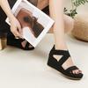 New Wedge Sandals for Women 2026 Summer Fashion Cross-strap One Word Roman Shoes Ladies Chunky Soled Back Zip Peep Toe Sandalias