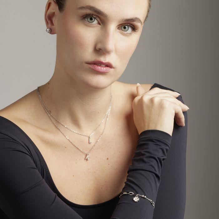 Collier Luxenter Avec Zirconium Brillant Argenté - Alphabet L