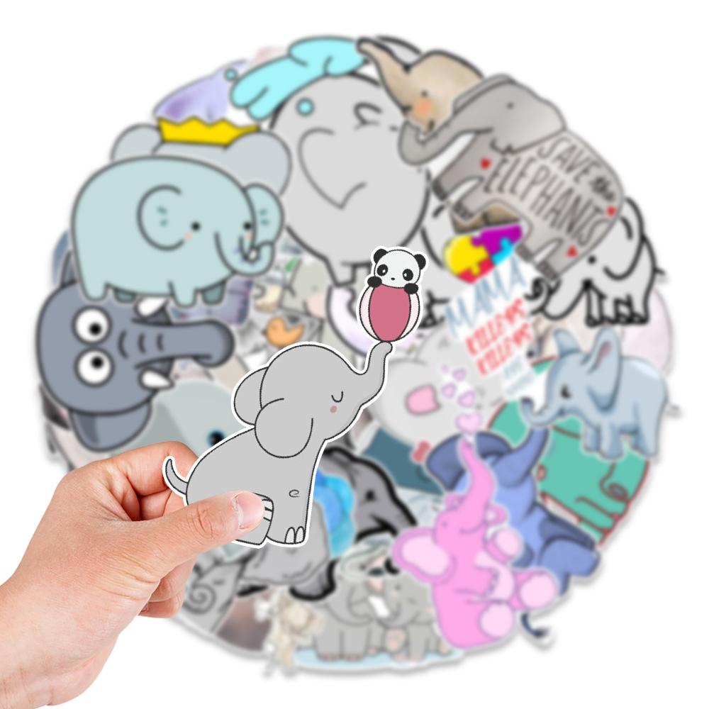 50 Cartoon Elephant Animal Graffiti Sticker Trolley Box Sticker Laptop Mobile Phone Water Cup Sticker