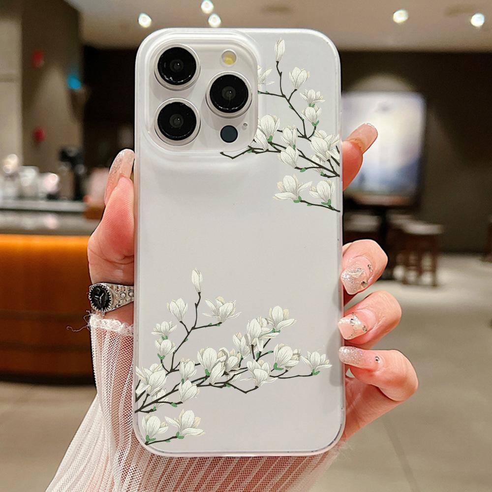 Mobiltelefondeksler til iPhone 11 13 15 Pro Max 12 14 Pro Max-deksel iPhone 16 15 Plus 13 Pro 12 Frosted Texture Painted Cartoon Flowers