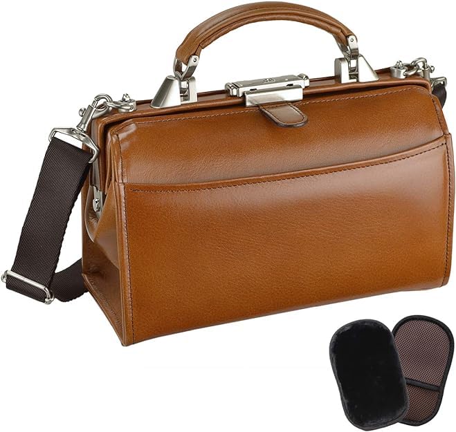 Hirano Mini Dulles Shoulder Made In Japan with Genuine Lightweight and with Mouton Gloves Bags Toyooka-Crafted Bag/Doctor's Bag, Leather, (Chocolate)